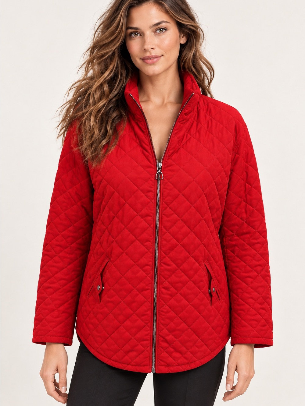 Ralph Lauren Quilted Red Zip-Front Puffer Jacket